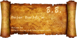 Beier Barlám névjegykártya